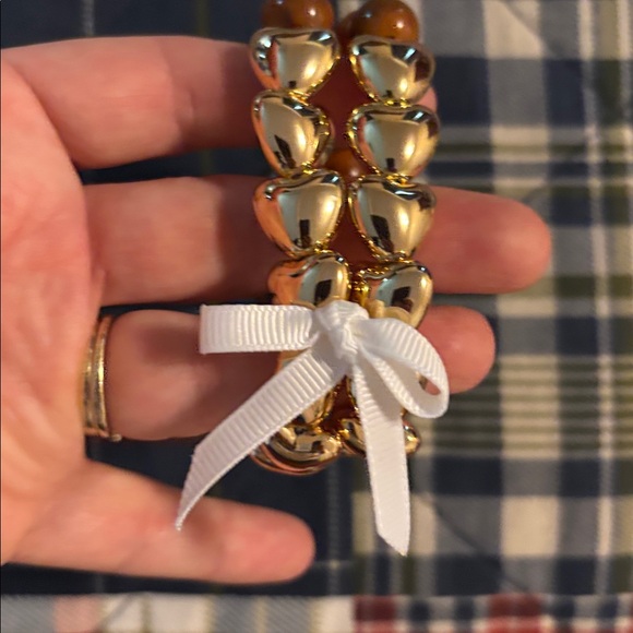 Gold Heart and Brown Beaded Bracelet Set J. Crew - Picture 2 of 2